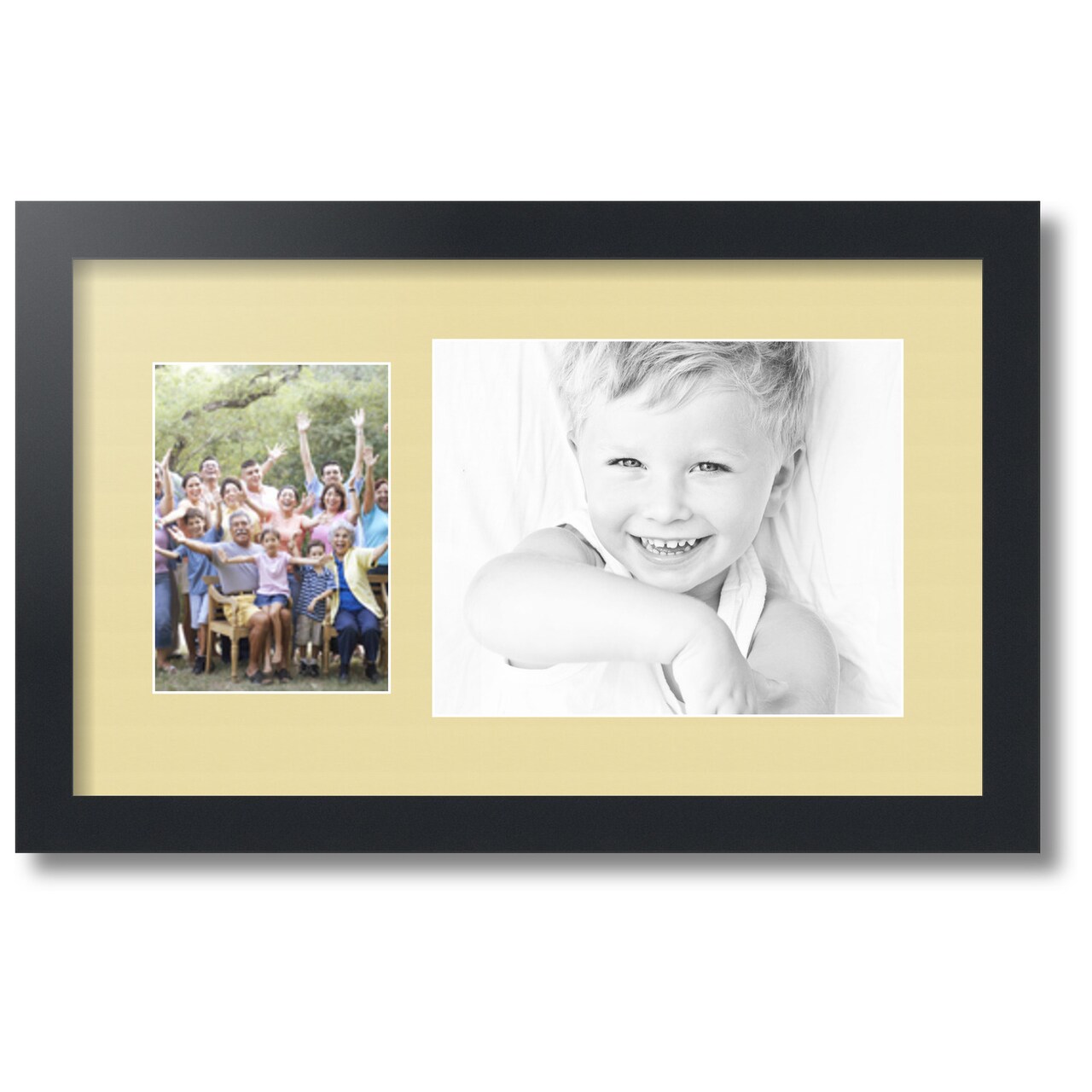 ArtToFrames Collage Photo Picture Frame with 1 - 5x7, 8x10 inch Openings, Framed in Black with Over 62 Mat Color Options and Regular Glass (CSM-3926-166)